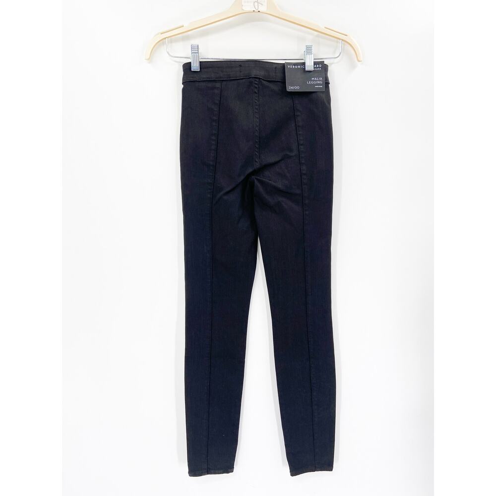 Veronica Beard Malia Flat Front High Rise Skinny Onyx Black Legging Travel Pants - Picture 4 of 9